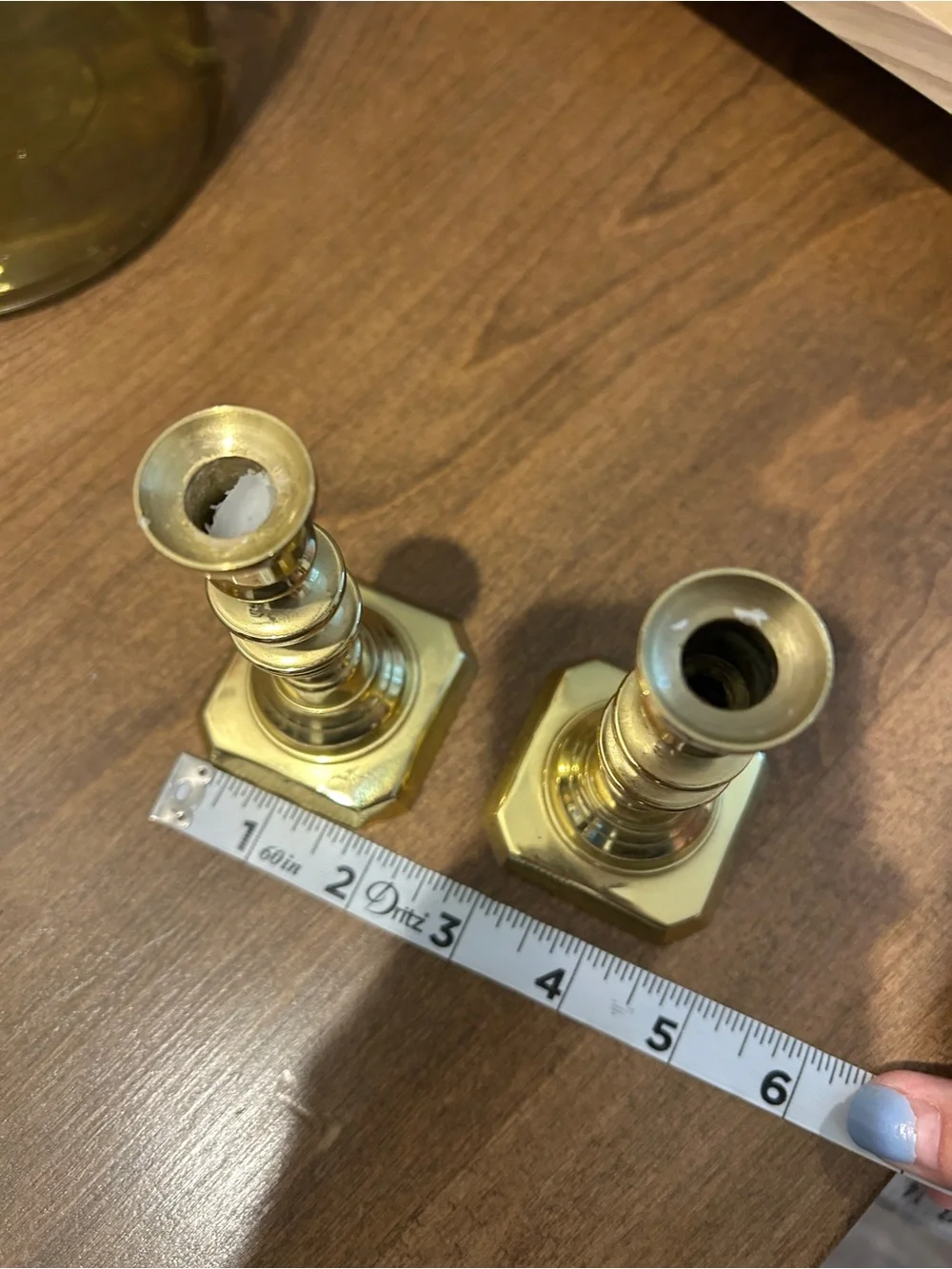 Vintage Solid Brass Candlestick Holders Pair • 4” Taper Candle Holders